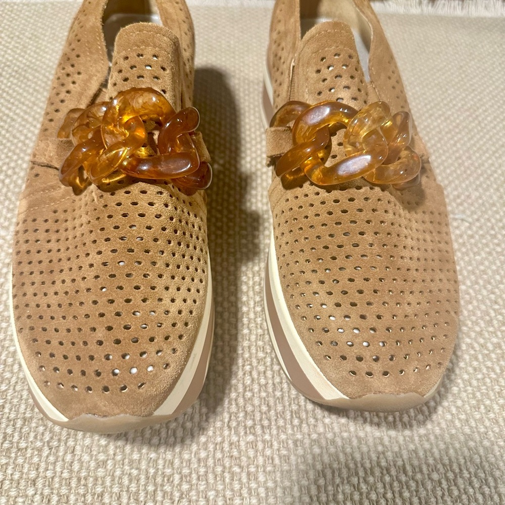 Dolce Vita Tan Flats with Perforated Design